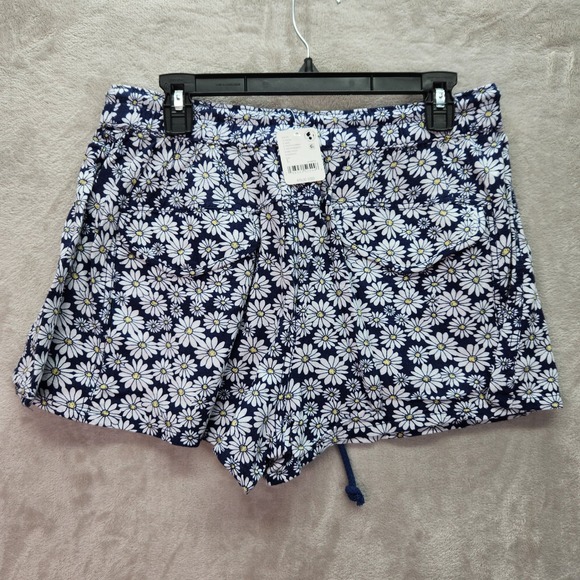 Free People Offbeat Pull On Shorts Womens XL Navy Ditsy Daisy Boho Fesitval New - Picture 4 of 11